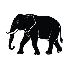 Elephant Gentle Stride Black Vector Silhouette
