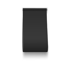 Blank textile clothing tag vector. Black cotton summer with top stitching.