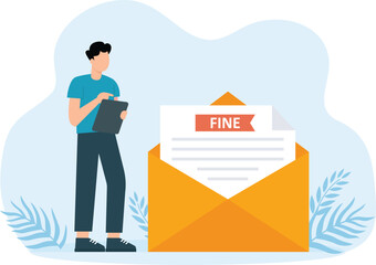 Fine by mail and Punishment document in envelope

