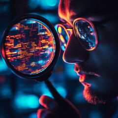 Data protection officer meticulously analyzes complex datasets to identify trends with intricate graphs and calculate sensitive data volume with exponential growth charts, ensuring robust security.