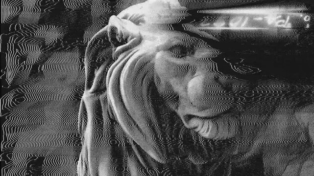 Close in on the head of a Lion with a distorted modulation effect.