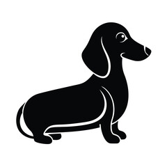 Dachshund Sitting Black Vector Silhouette
