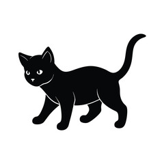 Generic Kitten Pouncing Black Vector Silhouette