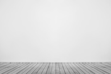 White empty room concrete wall with wooden floor