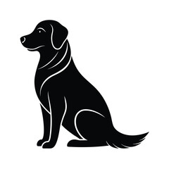 Golden Retriever Sitting Black Vector Silhouette