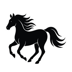 Horse Galloping Black Vector Silhouette