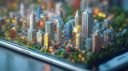 Smart City Emerging from Smartphone: Future Cityscape Depicted on a Digital Device with Urban Innovation
