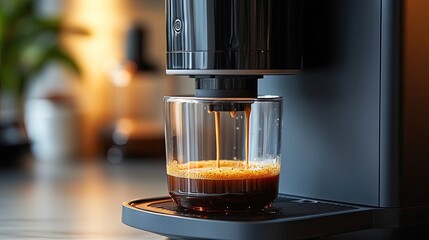 Smart coffee maker brewing hot coffee automatically for convenient mornings.