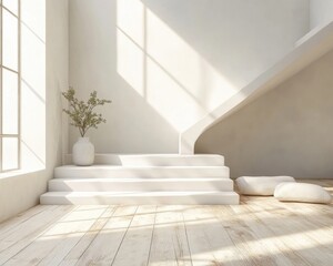 Modern minimalist interior design with natural light