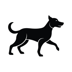 Medium Mixed Breed Dog Black Vector Silhouette