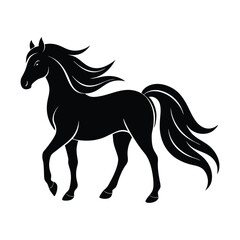 Minimalist Horse Standing Black Vector Silhouette