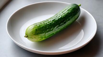 Fresh Cucumber on a White Plate