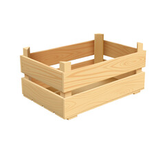 Realistic wooden box, basket for storage and transportation, delivery of food, freight, fruits, vegetables and products