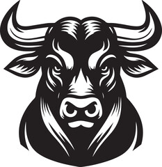 Minimalist Black and White Bull Vector Illustration