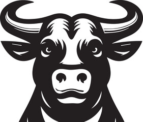 Minimalist Black and White Bull Vector Illustration