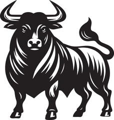 Minimalist Black and White Bull Vector Illustration
