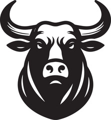 Minimalist Black and White Bull Vector Illustration