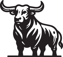 Minimalist Black and White Bull Vector Illustration