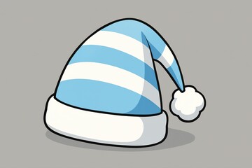 Striped Sleeping Cap Cartoon Illustration in Blue and White