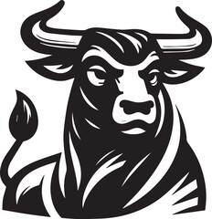 Minimalist Black and White Bull Vector Illustration