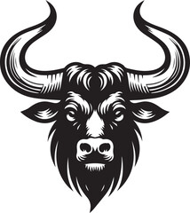 Minimalist Black and White Bull Vector Illustration
