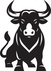 Minimalist Black and White Bull Vector Illustration