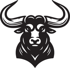 Minimalist Black and White Bull Vector Illustration