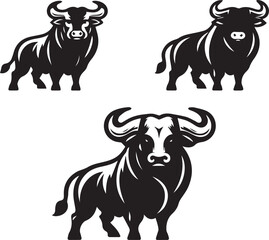 Minimalist Black and White Bull Vector Illustration