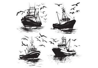old fishing boat vector