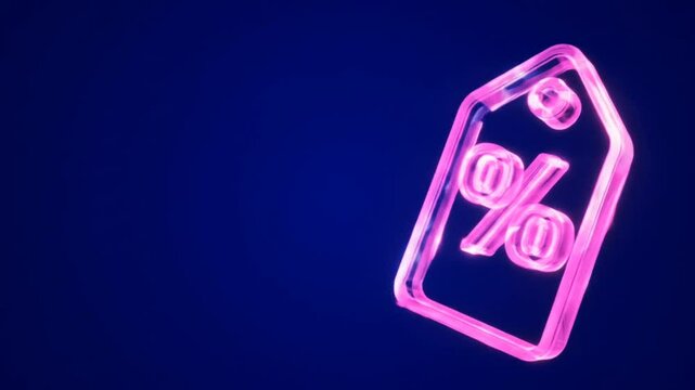 Neon Pink Discount Tag  Glowing Sale Percentage Sign