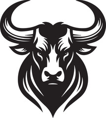 Minimalist Black and White Bull Vector Illustration