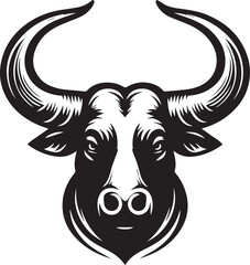 Minimalist Black and White Bull Vector Illustration