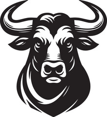 Minimalist Black and White Bull Vector Illustration