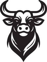Minimalist Black and White Bull Vector Illustration