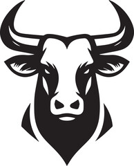 Minimalist Black and White Bull Vector Illustration