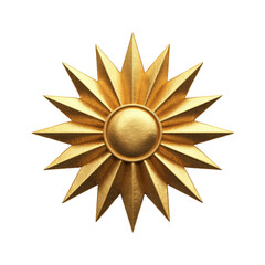 Elegant golden starburst sun design isolated on luxury decorative element for interior design projects and premium branding high resolution 3d render art on transparent background