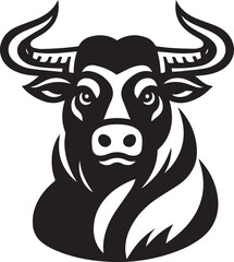 Minimalist Black and White Bull Vector Illustration