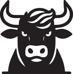 Minimalist Black and White Bull Vector Illustration