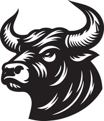 Minimalist Black and White Bull Vector Illustration
