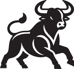 Minimalist Black and White Bull Vector Illustration