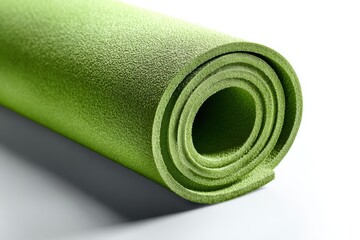 Yoga mat rolled up and isolated on white background