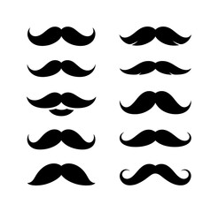 Collection of ten different mustache illustrations