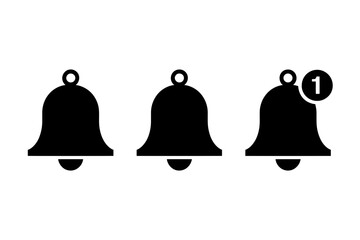 Three black bells with notification on the rightmost