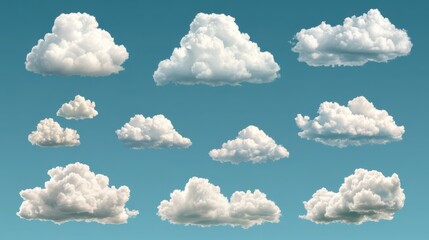 Isolated clouds displaying chaotic forms on for creative projects