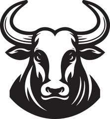 Minimalist Black and White Bull Vector Illustration