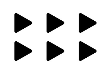 Collection of six black right pointing triangles