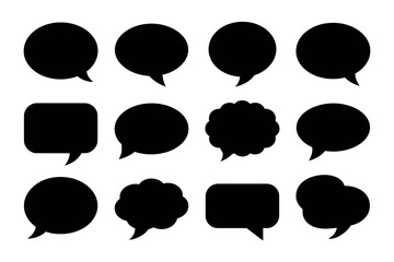 Collection of various black speech bubble shapes