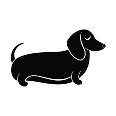 Minimalist Dachshund Curled Black Vector Silhouette
