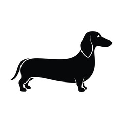 Minimalist Dachshund Stretching Black Vector Silhouette