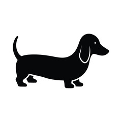 Minimalist Dachshund Digging Black Vector Silhouette